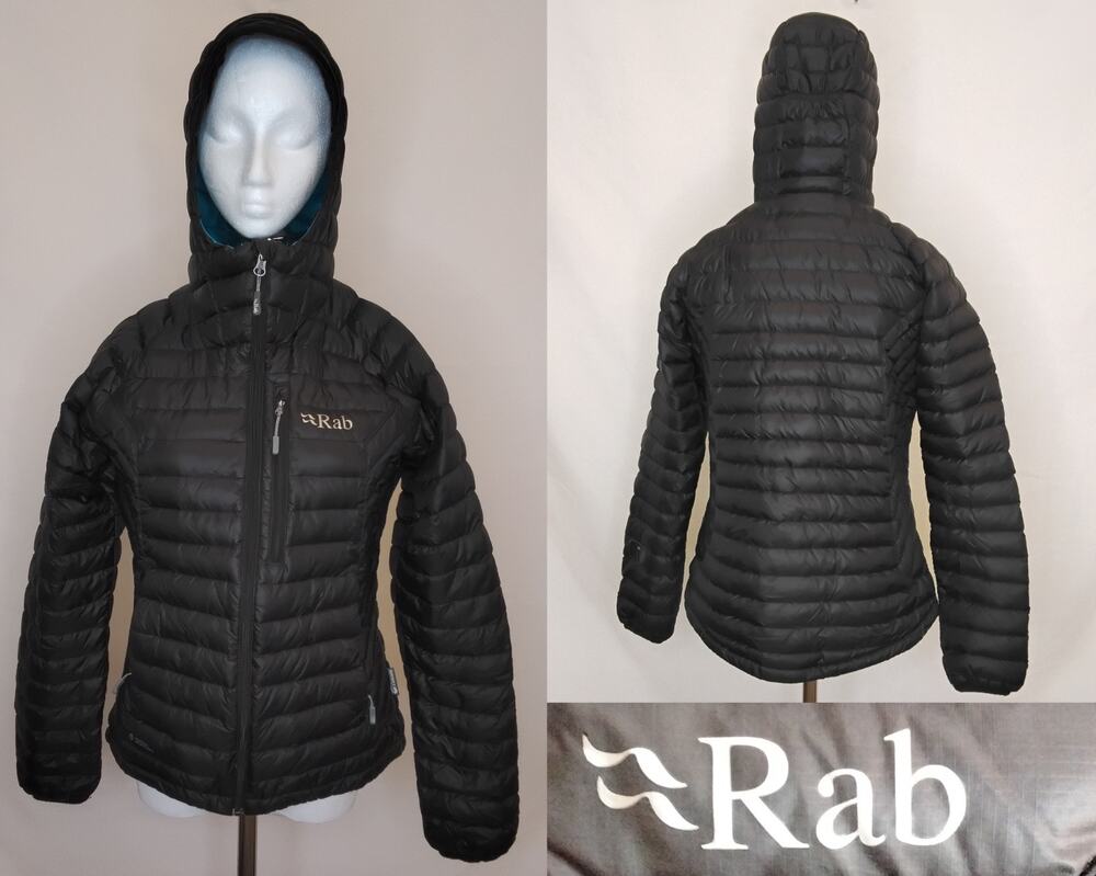 Rab Microlight Down Jacket Women's US M Alpine Black Puffer Full Zip #Z5818